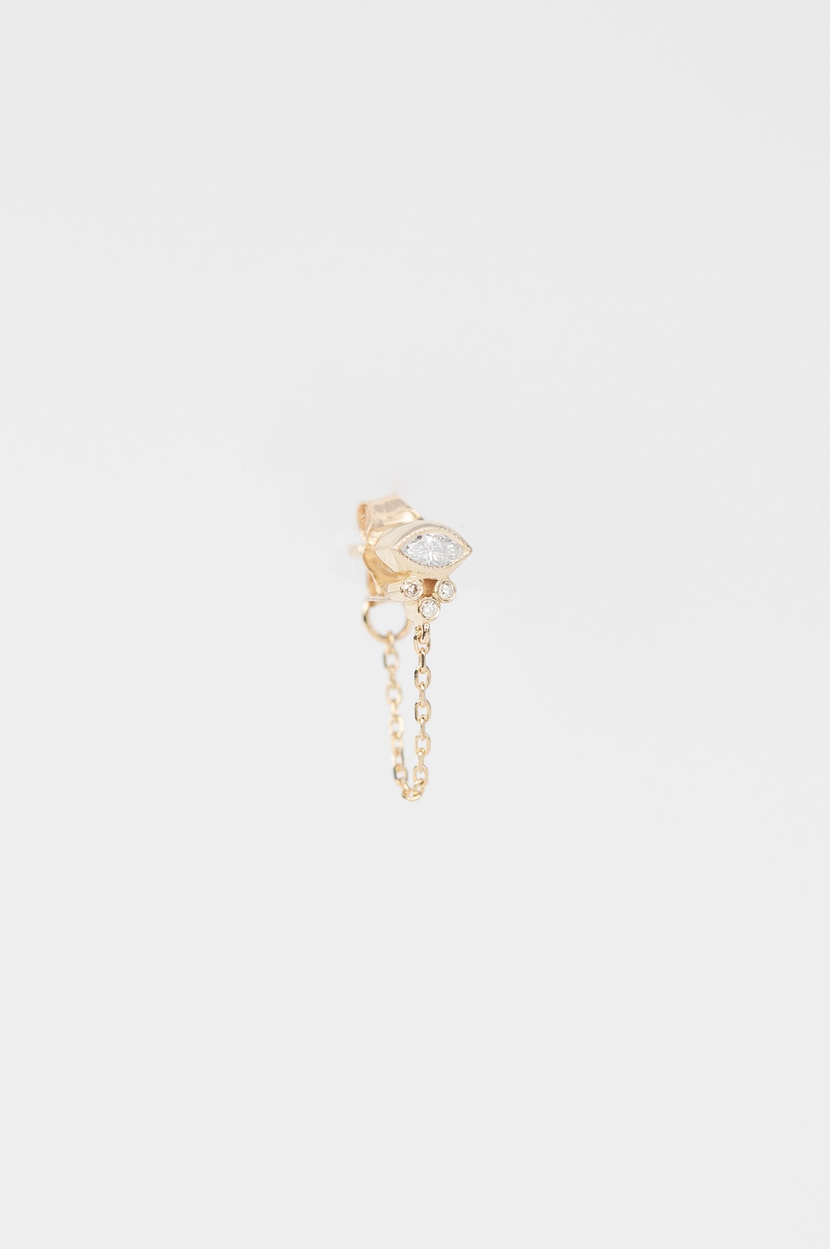 Marquise Diamond & Diamonds Single Chain Earring - Celine Marquise Diamond & Diamonds Single Chain Earring - Celine